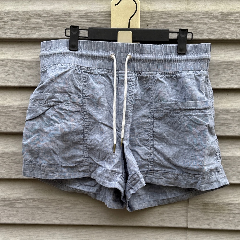Athleta Light Blue Linen-Blend Drawstring Shorts